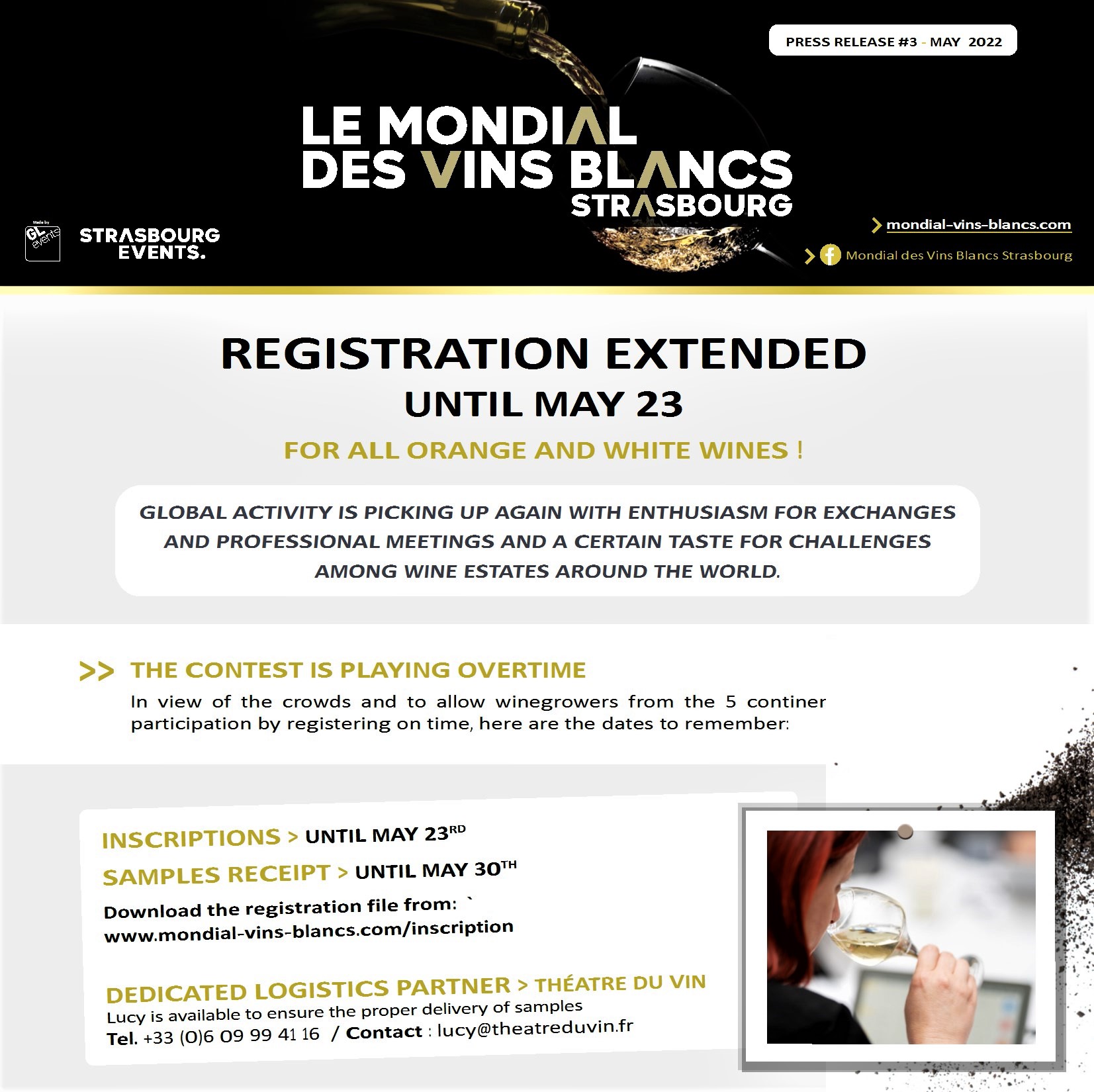 Mondial Des Vins Blancs, Strasbourg 2022, Registration extented